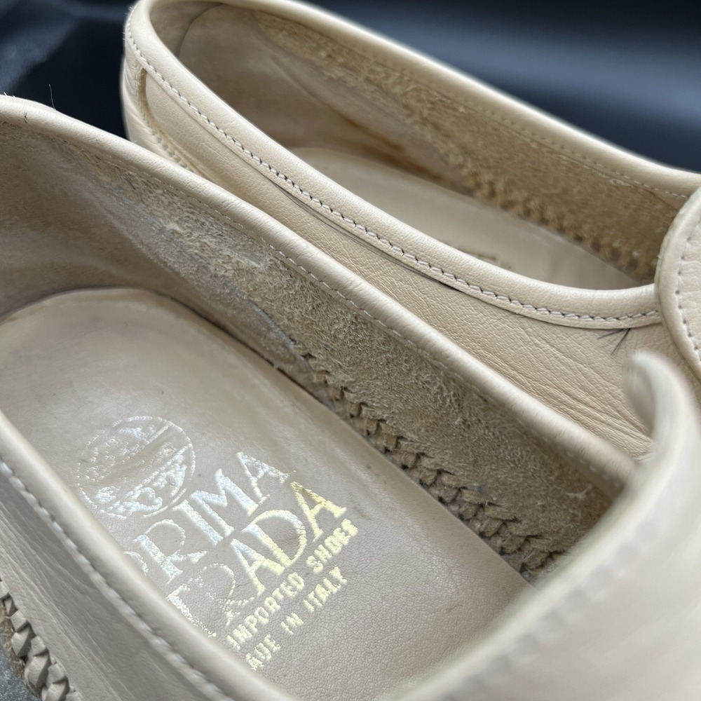 Vintage Prima Strada Italy Men Loafers 10.5 M Beige Woven Braided Leather Shoes - Picture 14 of 16